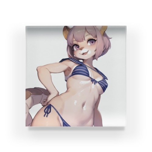 【文字入れ可能受注生産】アルマジロの女の子　ソフィア アクリルブロック