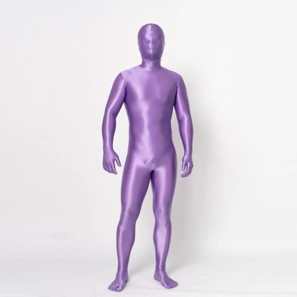 全身タイツ 超光沢 紫 男性女性兼用 2XLサイズ ゼンタイ コスプレ ZENTAI レオタード ボディースーツ 仮装 イベント コスチューム 戦隊