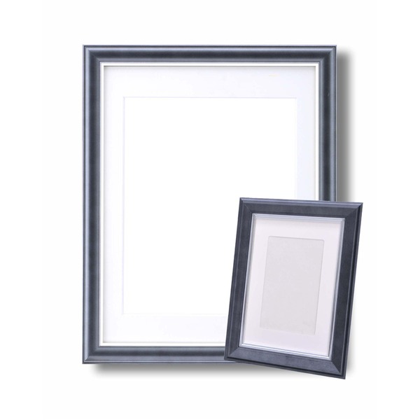 カラー 遺影額 セット ( 細い額 仏事用額 葬儀額セット 大小セットB ブラック ) メモリアルセット フレーム 額縁 額