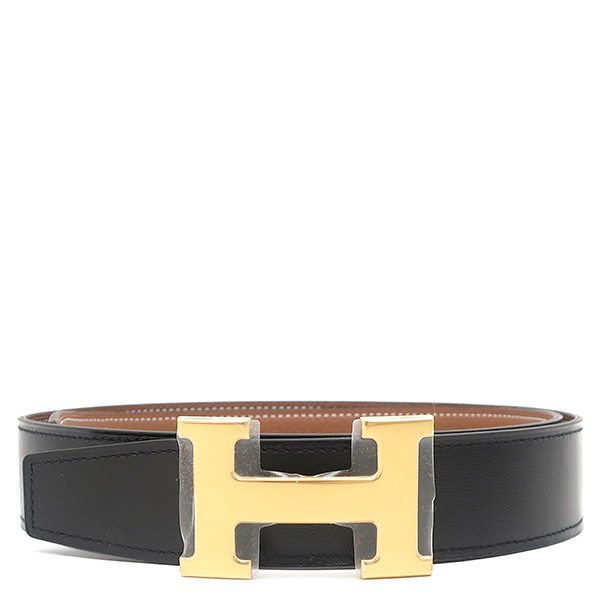 エルメス ベルト コンスタンスH トゴ ボックスカーフ ブラック×ゴールド #80 ゴールド金具 新品 未使用 Hバックル リバーシブル K刻印(2025年製) 【箱】【中古】
