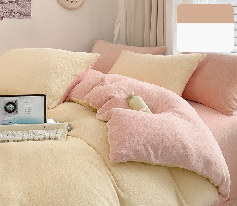 急速出荷韓国ファッション 4点セットアップ 布団セット寝具 ベッドカバー布団カバー 布団カバーセットシングルふわふわ 厚手 布団カバー ベッドカバー 枕カバー 毛布 寝具 冬 可愛い 発熱 裏起毛