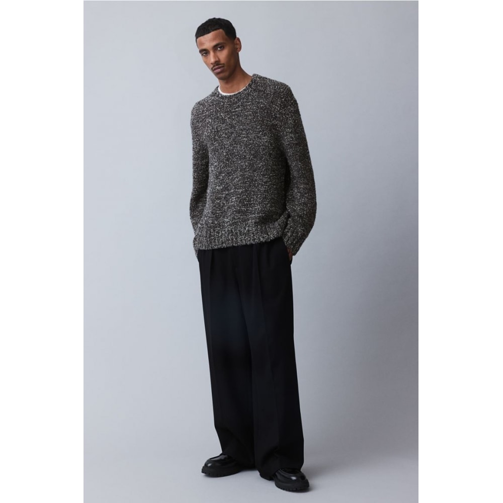 H&M ウール混紡セーターレギュラーフィットブラウンメランジ