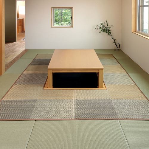 【メーカー直送品】萩原 掘りごたつ対応い草ラグ 約240×240cm ベージュ
