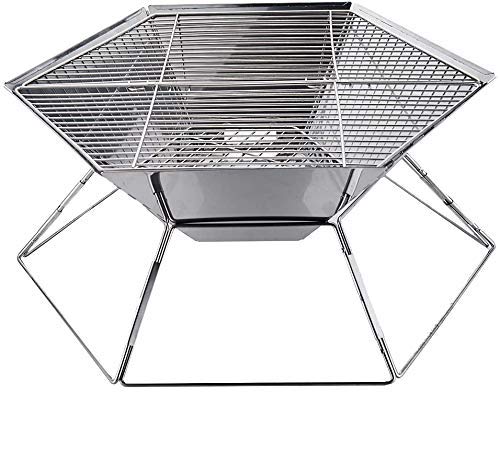 Rikopin(リコピン) 焚き火台 バーベキュー コンロ コンパクト グリル 折りたたみ BBQコンロ ステンレス 軽量 サイズ：49cm×43cm×22cm (六角タイプ)
