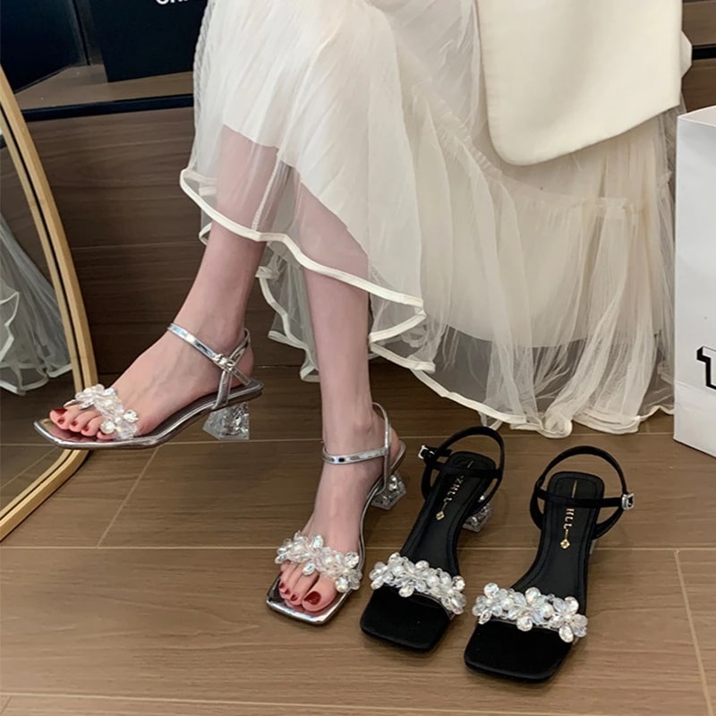 サンダル 歩きやすい 履きやすい スクエアトゥ ストラップ ウェッジソール 疲れない レディース 脱げない 痛くない ブラック シルバー 春夏 アンクルストラップ ゴム トラベル 旅行 リゾート 美脚