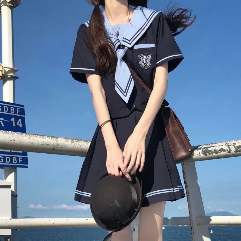 涼しく楽ちんセットアップJK制服セット JKセーラー服シアノタイプ学販中間制服JK制服セット脚魅せミニスカ