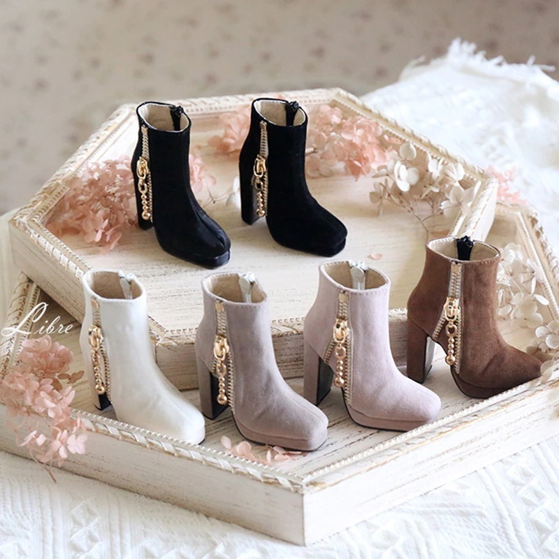 BJD ドール靴 ショートブーツ ヒール 5色 1/3サイズドールシューズ SD16/SDGR/DD女の子サイズ球体関節人形用