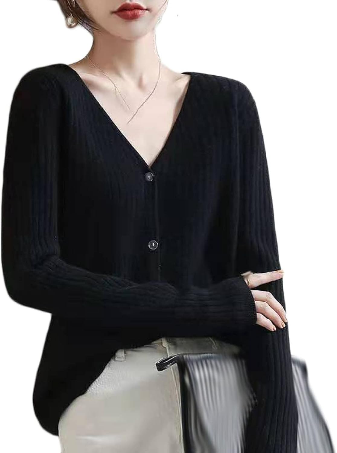 カーディガン レディース ボタン ベーシック アウター レギュラー丈 セーター 無地 トップス 通勤 エレガント ドロップショルダー シンプル キレイ きれいめ 柔らかい カジ