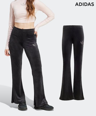 正品 アディダス ラインストーン トレフォイル ベルベットパンツ Qoo10 adidas ラインストーン ベルベットパンツ ロング