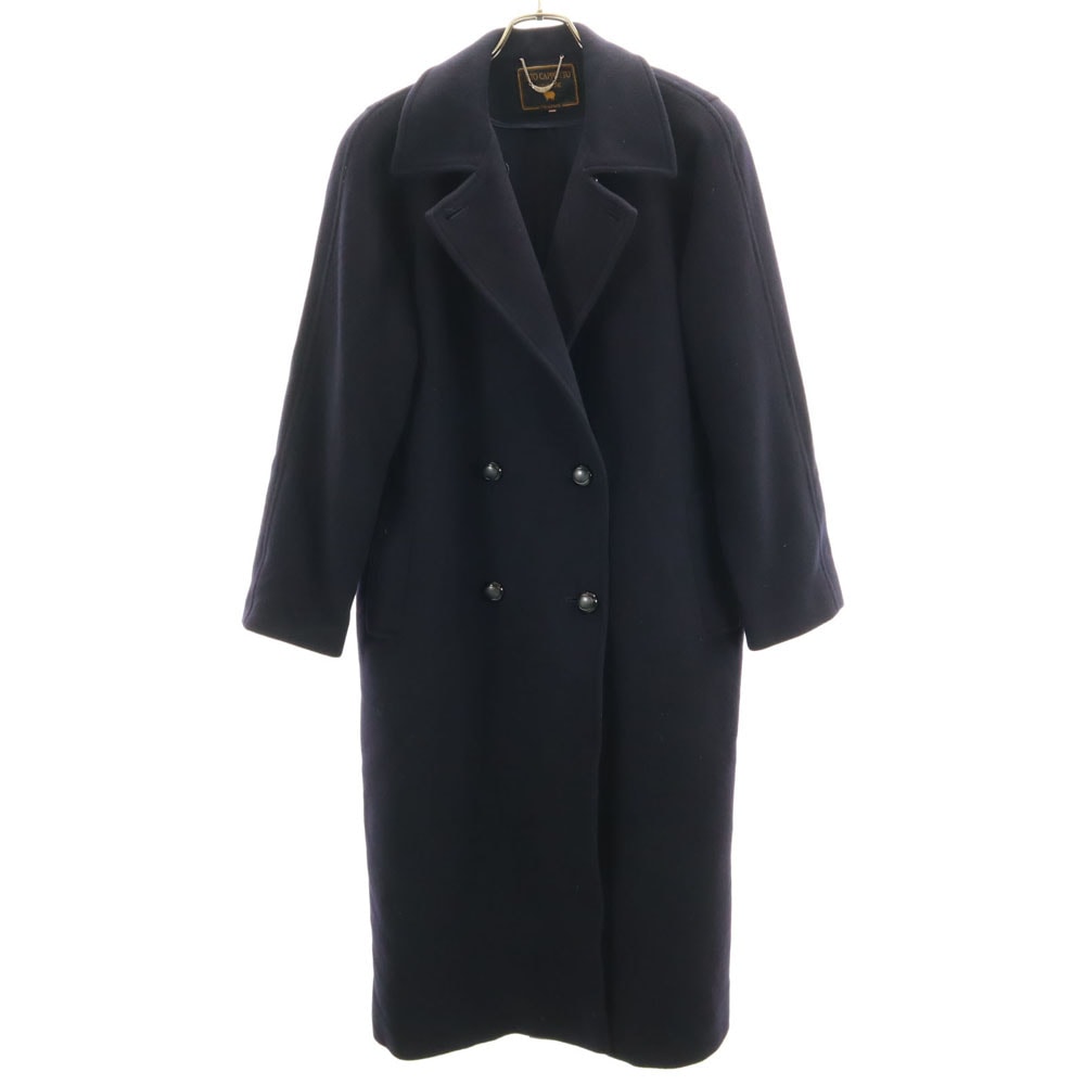 ハナムラ カシミヤブレンド ダブルブレスト メルトン コート 11R ネイビー HANAMURA レディース