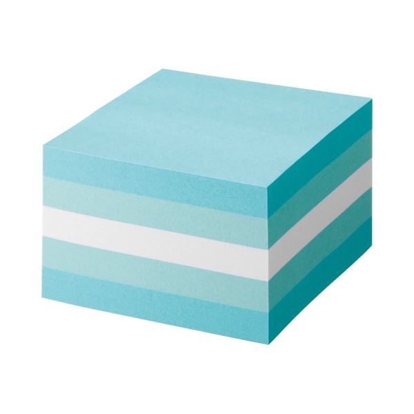 (まとめ) TANOSEE ふせん カラーブロック 75×75mm パステルブルー 1冊 (×10セット)