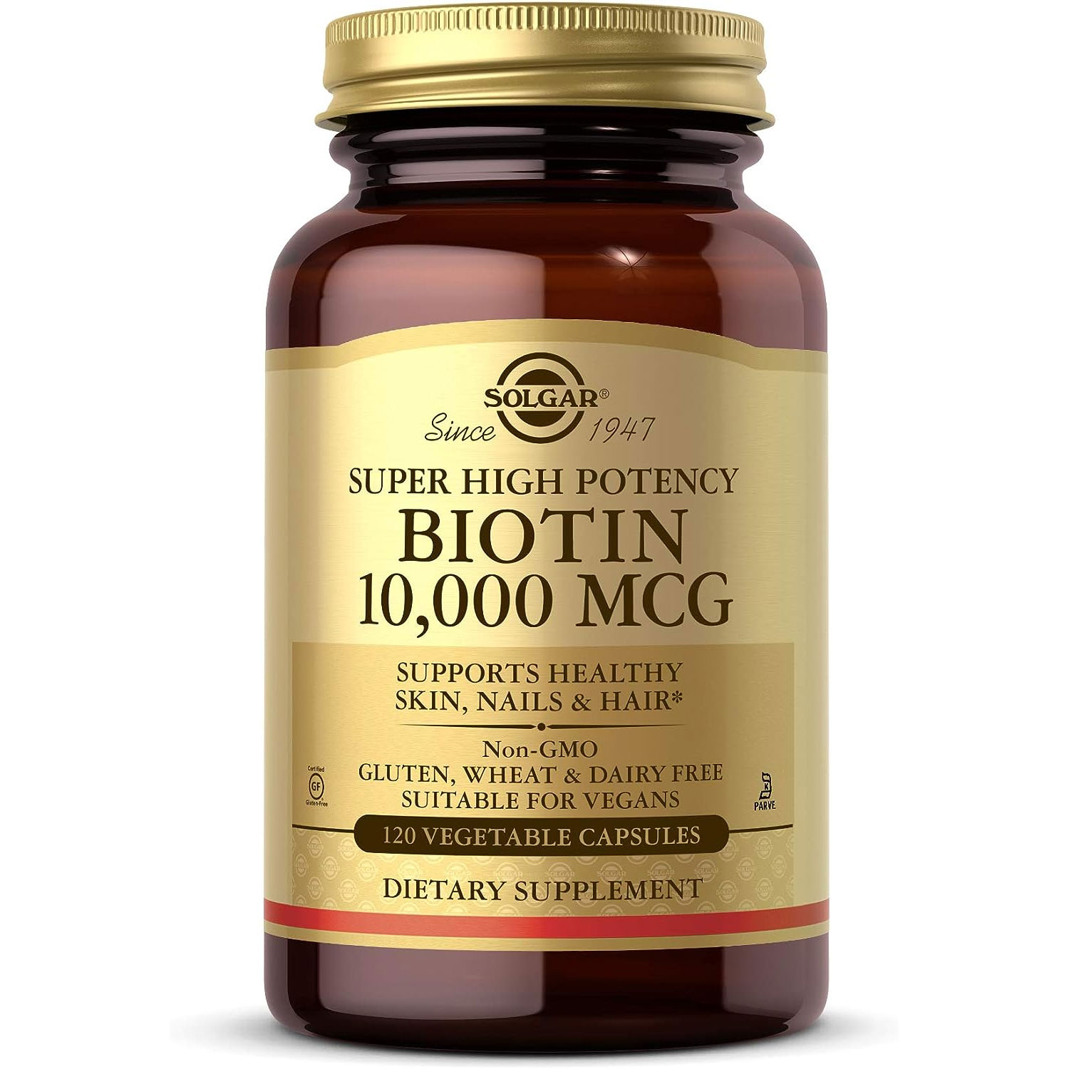 海外直送品Biotin 10000 mcg, 120 Veg Caps by Solgar