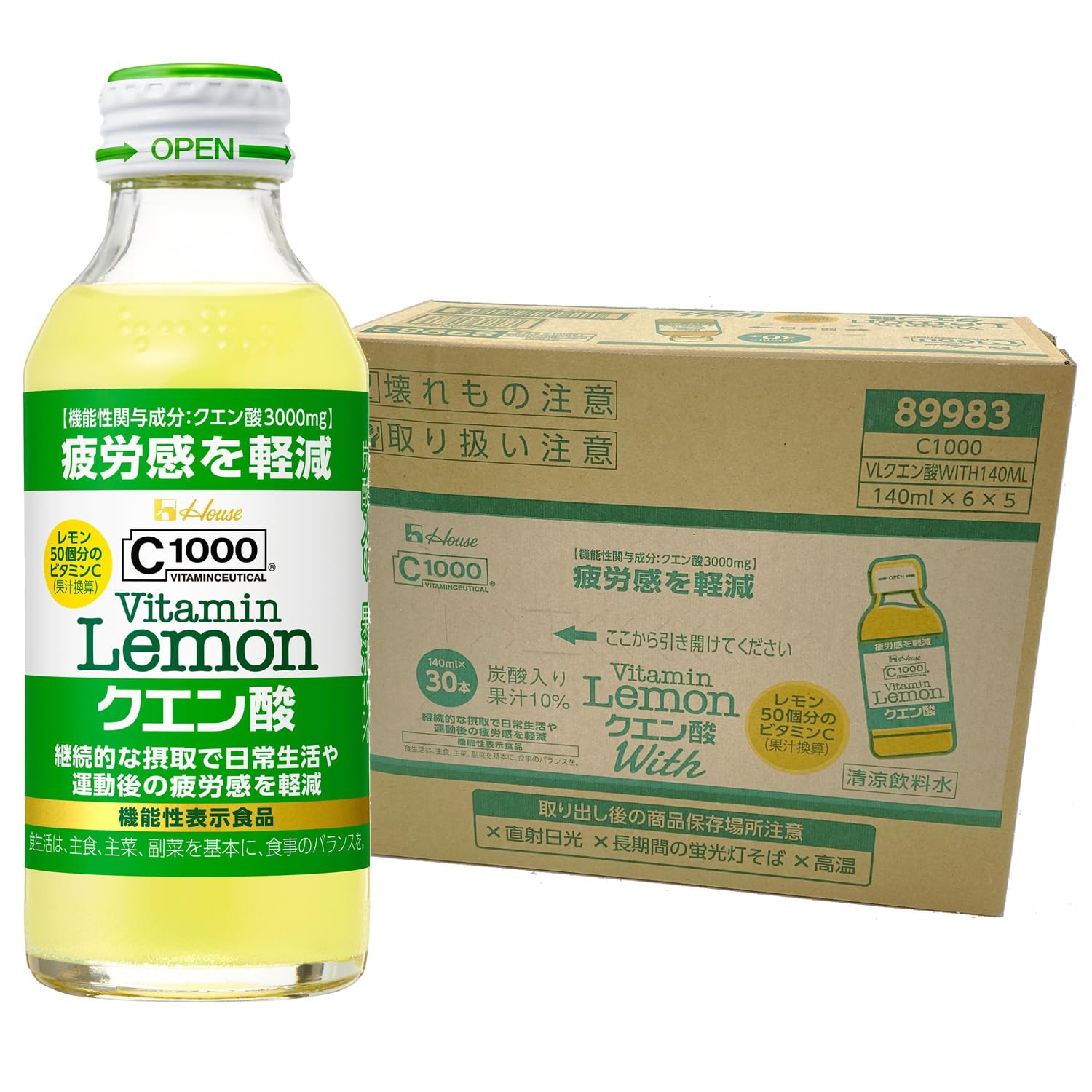 【Amazon.co.jp限定】C1000 ビタミンレモンクエン酸 With 140ml×30本 機能性表示食品 ハウスウェルネスフーズ 4,335円