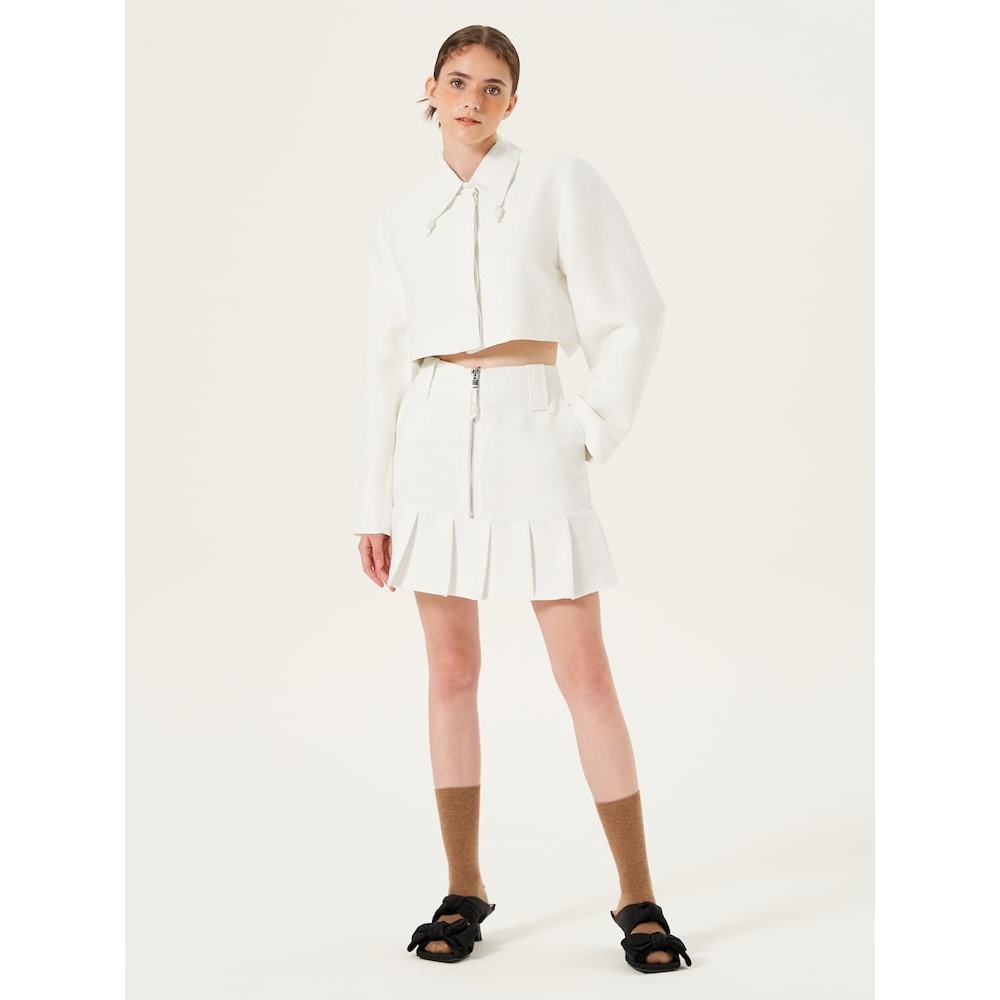 GANNI スラブリネンミニスカート-イーグレット FW23/QN3627R030