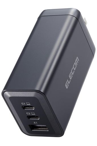 エレコム 充電器 120W USB PD対応 3ポート Type-C×2 USB-A 1ポート最大100W 折りたたみ式プラグ GaN採用 PPS対応 温度保護機能 ブラック EC-AC66120BK