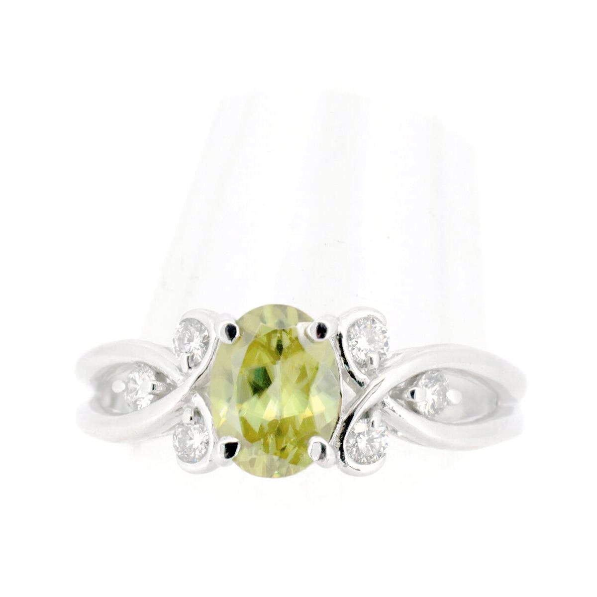 K18WG(18金 ホワイトゴールド) スフェーン ダイヤモンド リング 指輪 1.43ct 0.25ct 17号 質屋出品