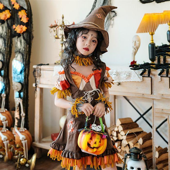ハロウィンカーニバル ハロウィン キッズ 巫女 悪魔 魔女 かかし 子供用 バンパイア コスチューム 女の子 ハロウイン 仮装 ハロウィーン ハロウィン衣装 ハロウィンコスチューム ワンハロウィン キ