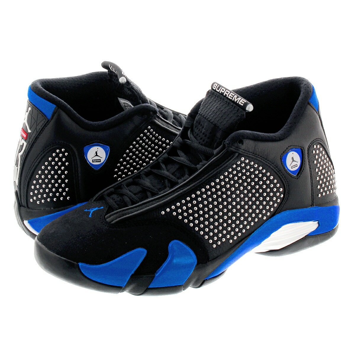 NIKE SUPREME AIR JORDAN 14 RETRO BLACK/VARSITY ROYAL/CHROME WHITE