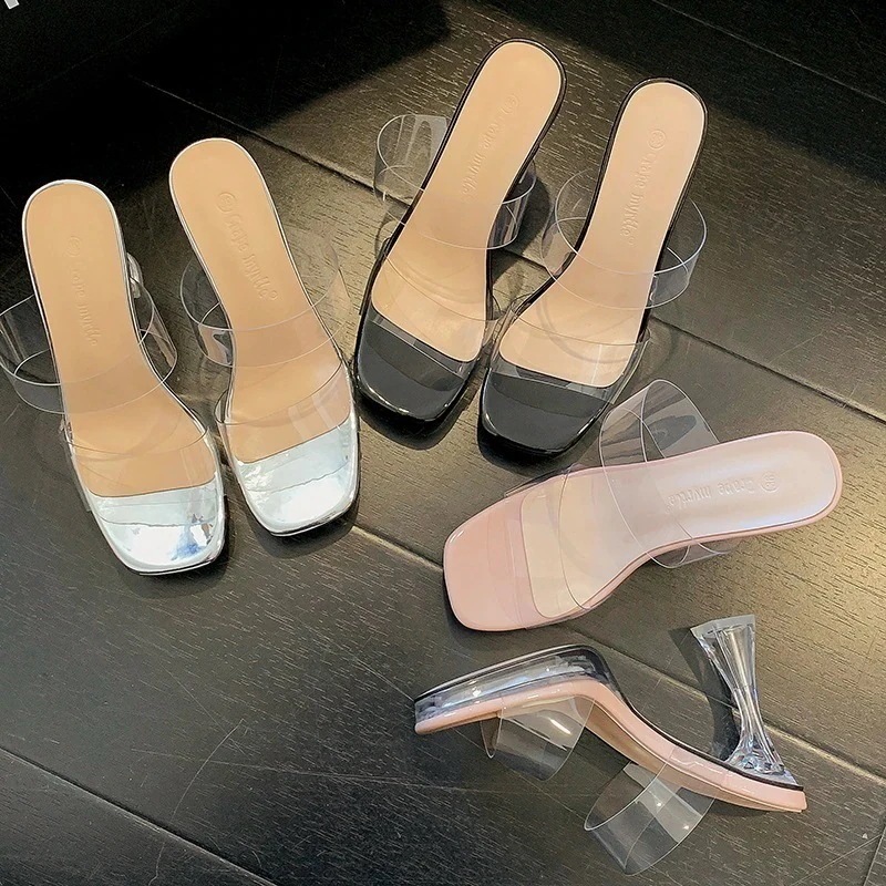 スポーツサンダル 韓国人气 春夏 フラットサンダル 通気 レディース ビーチ ハイヒールの女性用サンダル2025夏の新作透明水晶スリッパの外履き 厚底サンダル ストラップサンダル