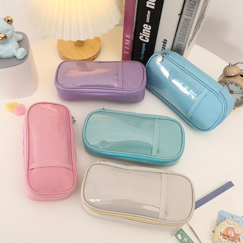 ins 和風 かわいい 筆箱 大容量 中 女性 文具 筆箱 小さめ 文具バッグ クリーム筆箱