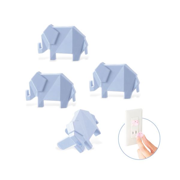 （まとめ） エレコム コンセントキャップ／ホコリ防止／難燃性樹脂／ゾウ／ブルー T-CAPKAKU1 (×5セット)