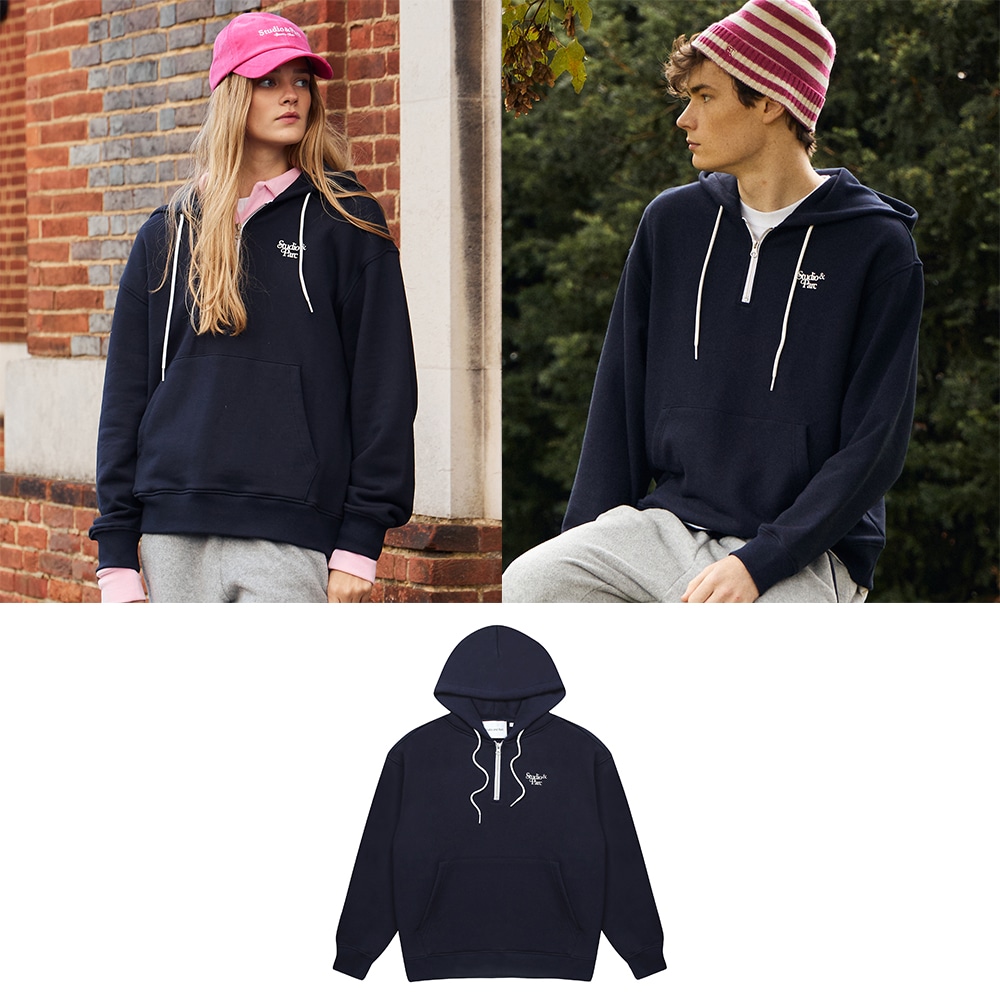 ハーフジップフーディ