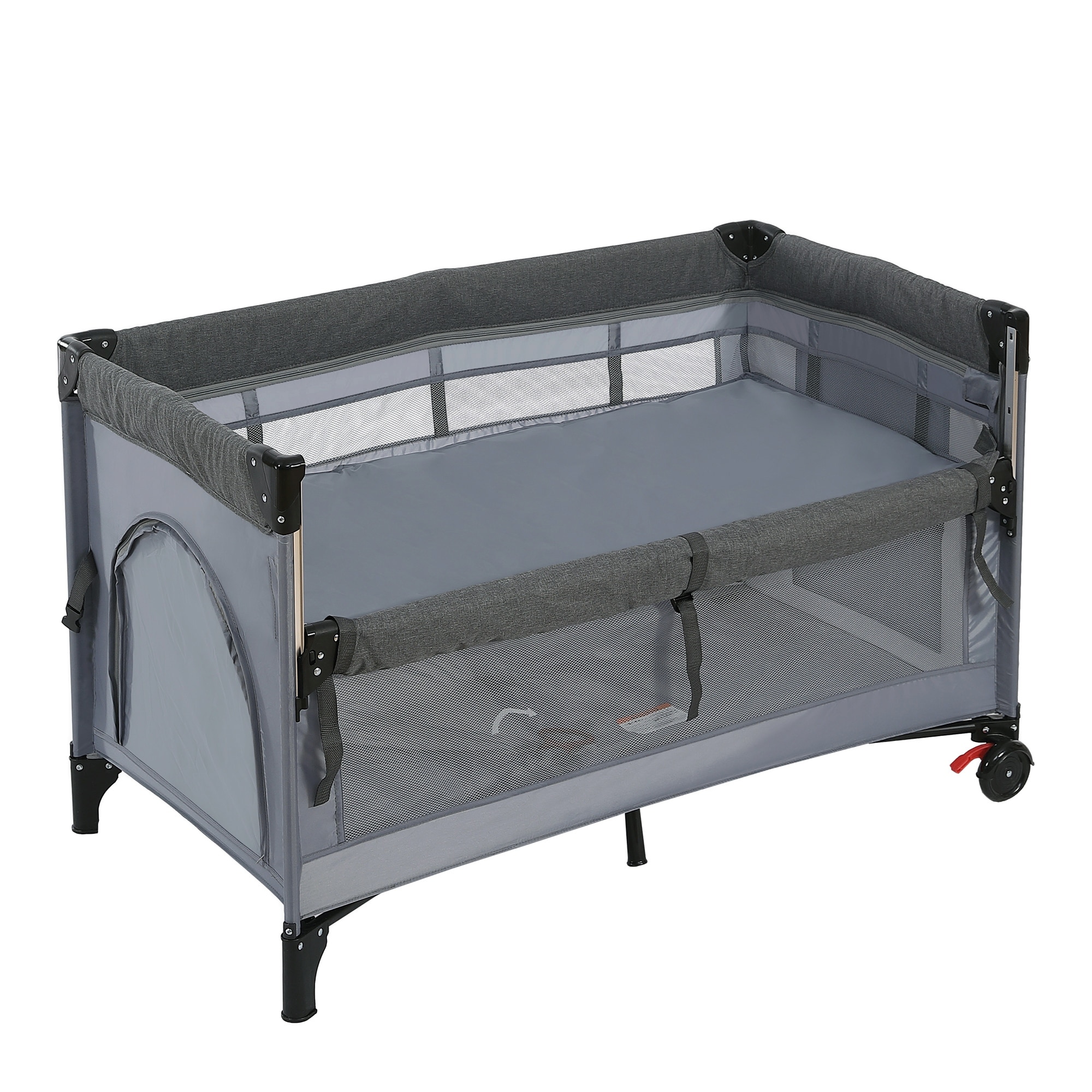 【国内発送】395ベビーサークル 折りたたみ プレイヤード サイド高さ調整可能 マット付 収納バッグ付 マット付 キャスター付き 多機能 軽量 出産祝い