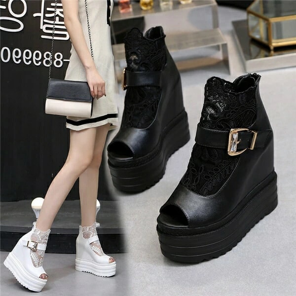 ブーツサンダル レディース サマーブーツ 厚底サンダル スニーカー 超インヒール 美脚 シューズ 厚底サンダル オープントゥ バックジッパー ウエッジソールブーツ サンダル レディース 歩きやすい ウ