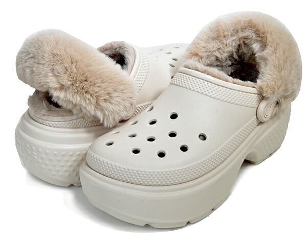 ストンプ ラインド クロッグ スタッコ レディース サンダル 厚底 チャンキーソール バックストラップ ファー ベージュ 208546-160