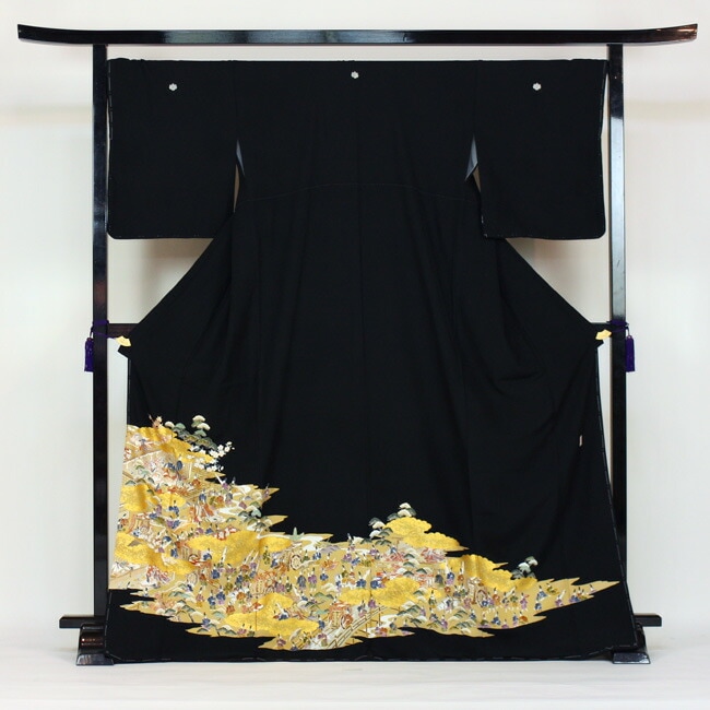 レンタル 留袖 レンタル 着物 黒留 金彩 黒留袖 19点フルコーディネートセット 結婚式