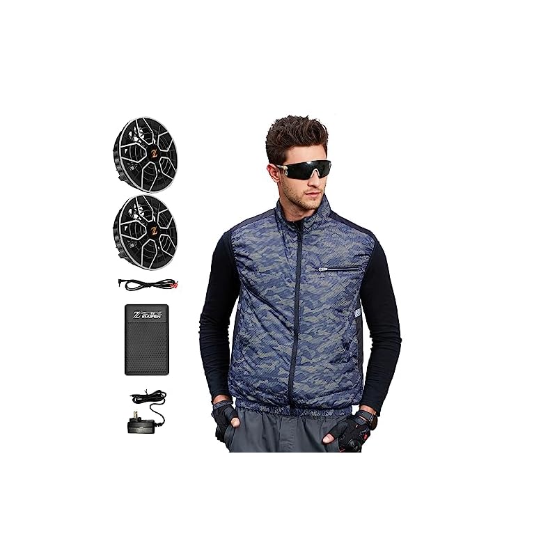 [ZIRAIFEN] 2023 19V ファン付きベスト 22000mAhバッテリー ファン セット 大風量 熱中症対策 防水遮光生地 扇風作業服 釣り ゴルフ 工場 屋外作業に適 男女兼用 (S,