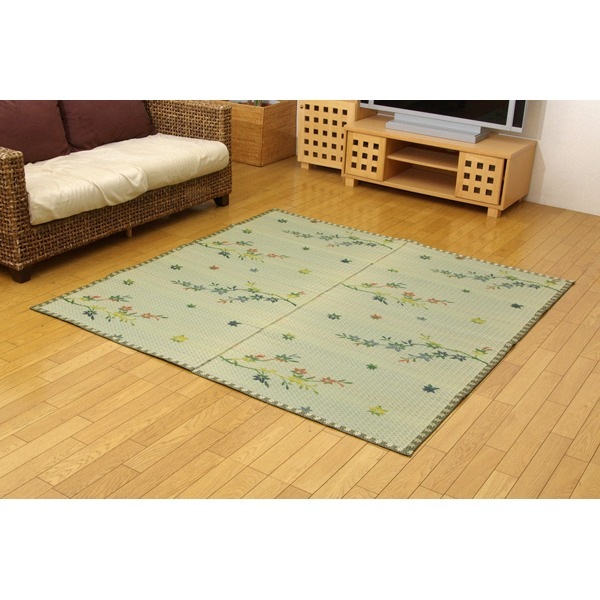 い草 花ござ/ラグマット (紅葉柄 本間6畳 約286.5×382cm) 抗菌 防臭 調湿機能 丈夫 (リビング ダイニング)