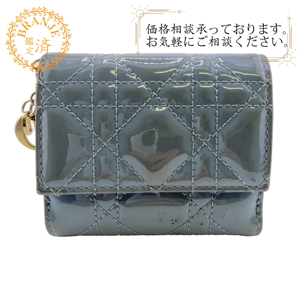 ロータスウォレット エナメル コンパクトウォレット カナージュ エナメル 三つ折り財布 ブルー ブランド