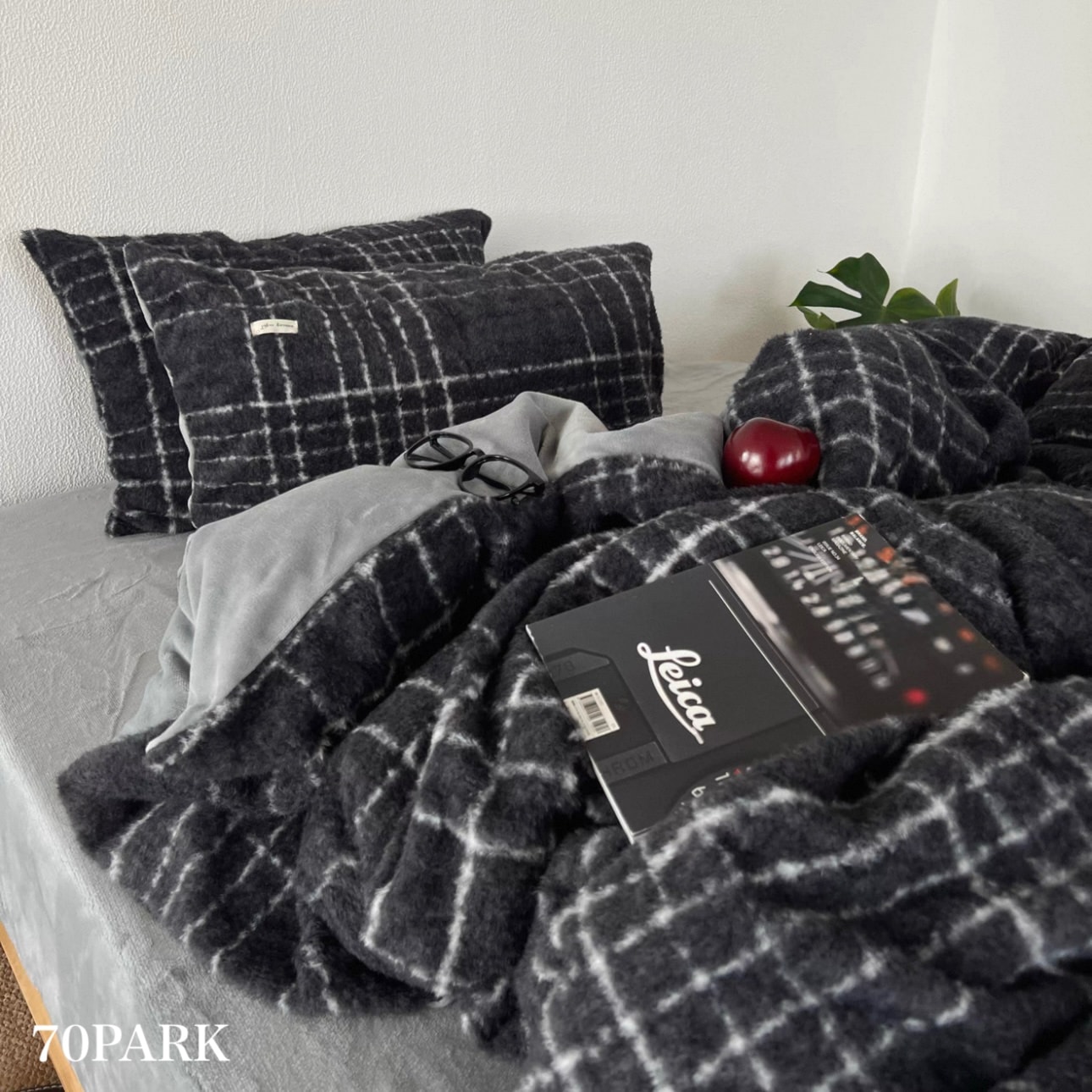 グレー レトロ チェック柄 布団カバーセット 全2サイズ 冬用 厚手 ベッドカバー 寝具カバー ベッドカバー シングル クイーン とろふわ おしゃれ 韓国 韓国インテリア 韓国 70PARK