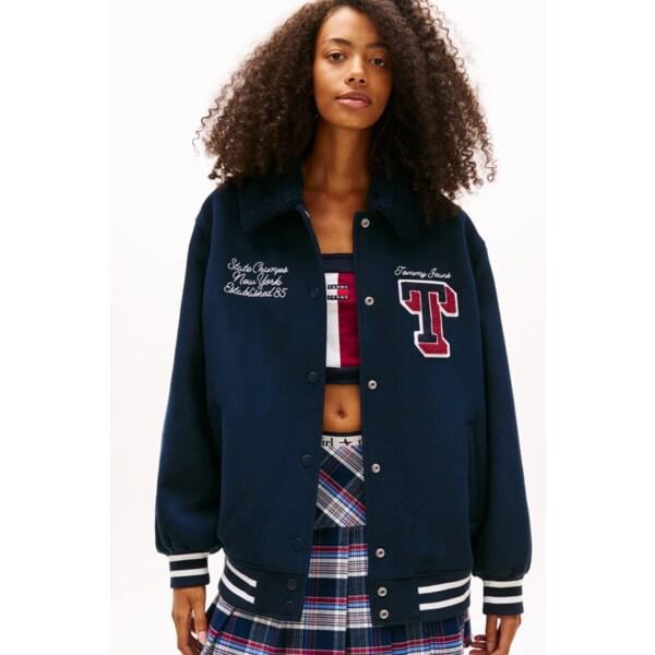 女性ウールバーシティジャケットT32G0WJC14TWT1 TOMMY JEANS