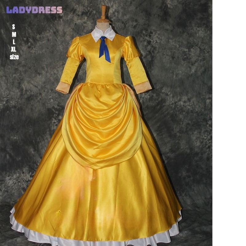 ドレス 大人 コスプレ ワンピース 衣装 プリンセス ハロウィン 仮装 女王 大きいサイズ レディース なりきり コスプレ衣装 ロングドレス イエロー 黄色 ピアノ発表会 イベント 5分袖 袖あり 結