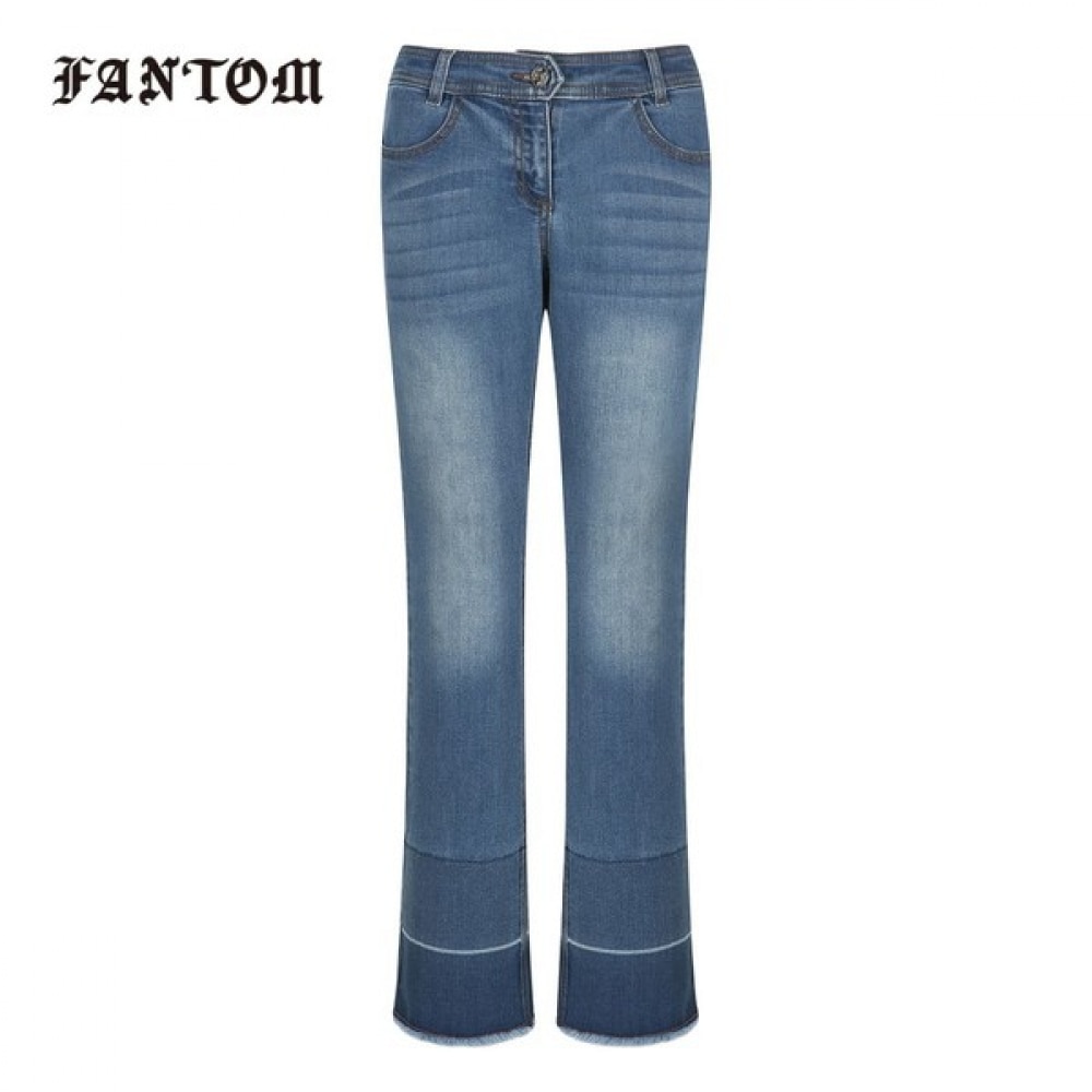 [Phantom] レディースバックバンディングデニムブーツカットパンツ