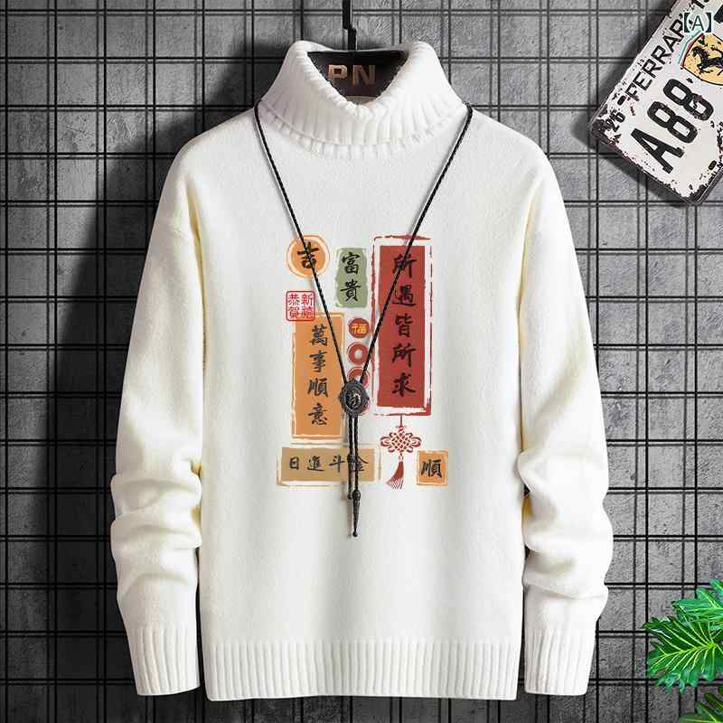 タートルネック メンズ トップス セーター おしゃれ 防寒 暖かい 厚手 カジュアル リブ袖 春秋 大きめサイズ チャイナ風 白 黒 大人 ティーンエイジャー