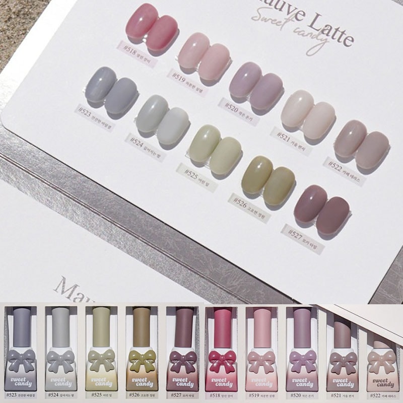 [CANDYGEL] 【Mauve latter 】 Syrup gel - 10色 set /上品なアッシュトーンと柔らかなラテトーンが混ざり合い 高級感があり温かみのあるムードを演出できます