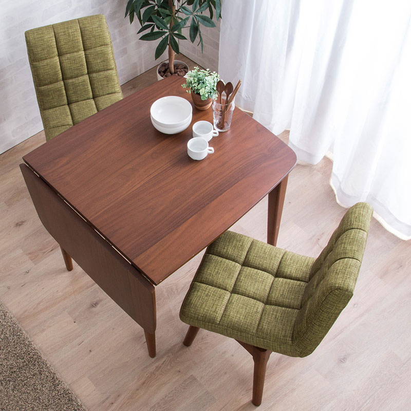 テーブル 伸長式ダイニングテーブル3点セット ダイニングセット ダイニングテーブル幅80-120cm 回転式ダイニングチェア2脚 北欧風 ダイニングセット