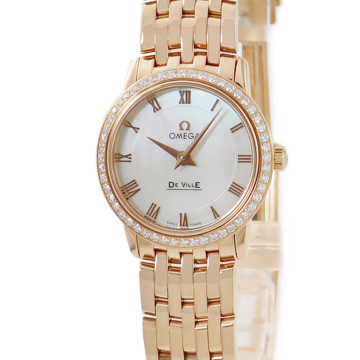 デ ヴィル プレステージ 27MM 413.55.27.60.05.002 クオーツ レディース K18RG無垢 純正ダイヤ シェル 3年保証