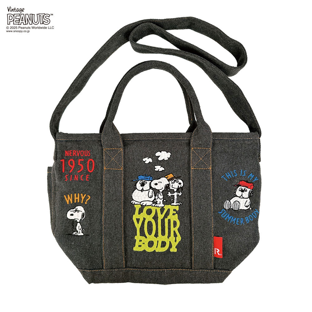 2025新作 スヌーピーバッグ トートバッグ ROOTOTE Vintage PEANUTS DELI 8419 ルートート IP.デリ.シシュウ.ピーナッツ-0M グレー