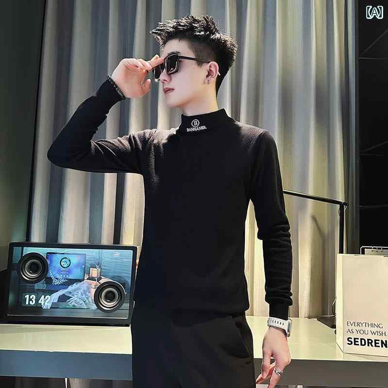 メンズ トップス ニット 秋冬 暖かい おしゃれ セーター 長袖 ボトムス ハーフ タートルネック 無地 デイリー セーター