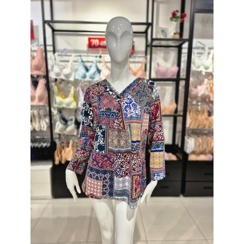 [始興店] S) ポリスパン フラワープリント ホームウェア トップス WPAB248S-MR