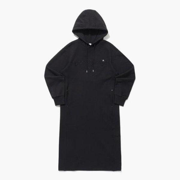 パンツ NQJ QP422OOPO3-BLK 女性起毛ルーズフィットフード付きワンピース / BLACK