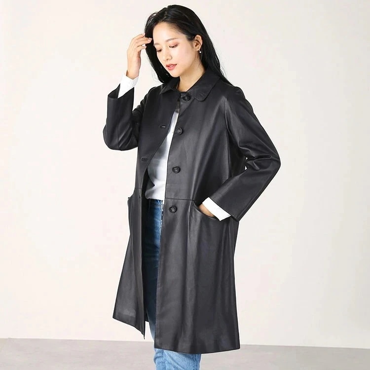 ラムレザーステンカラーコート