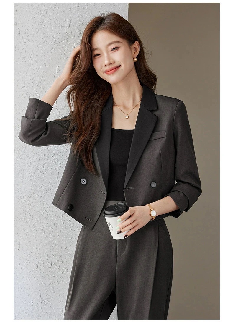 在庫限りS～2XL（3L）2色ブラウン グレー スーツ セットアップ スカートスーツ パンツスーツ 結婚式 パーティー OL 卒業式 入学式 インスタ 撮影上品感 オシャレ バイカラー ジャケ 6,588円