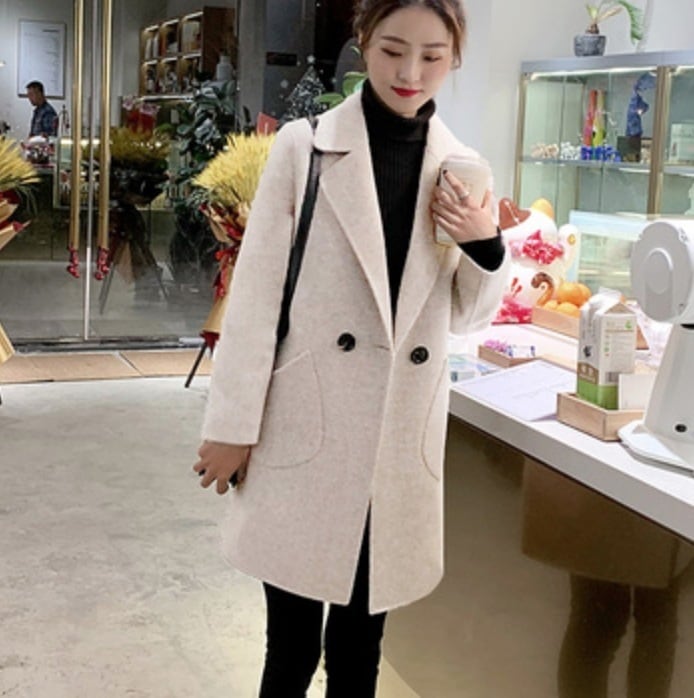 コート チェスター ジャケット 膝下 ロング 襟付き ストレート Iライン 前開き かわいい 大人可愛い きれいめ シンプル 上品 おしゃれ オフィス 通勤 学生 L XL 2XL 黒