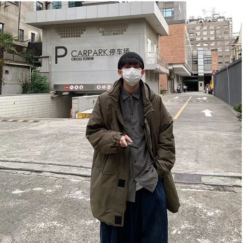 冬日系新作 ロングコート ジャケット コットンジャケット ダウンコート ファーカラー 偽3件綿ins厚手ウォーム メンズ カップル ゆったり百掛快適けins韓国ファッション ポリエステル