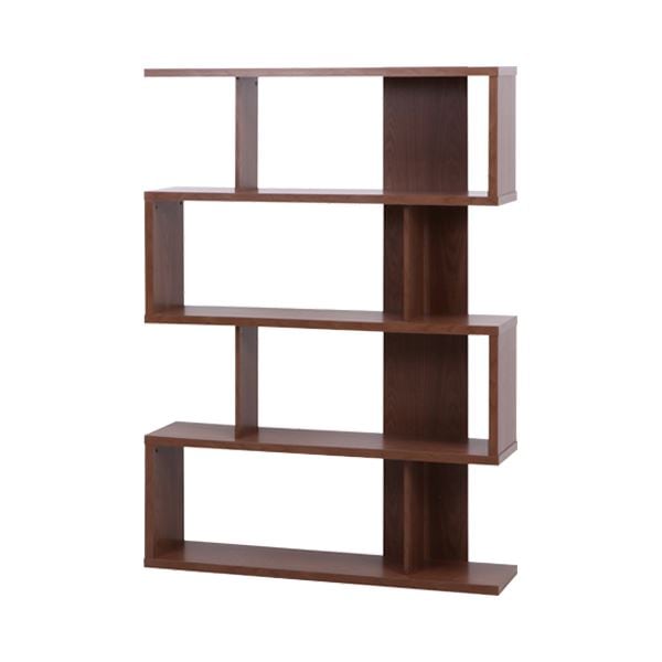 ディスプレイシェルフ/本棚 4段 ミディアムブラウン 幅120cm 横置き 間仕切り対応 S型 什器 書斎 オフィス